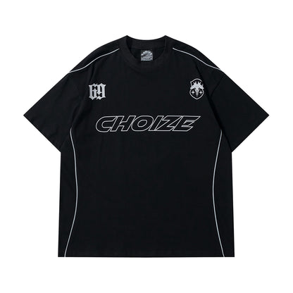 Y2K Oversized Reflective Strip T-Shirt for Men