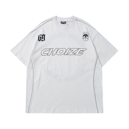 Y2K Oversized Reflective Strip T-Shirt for Men