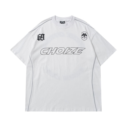 Y2K Oversized Reflective Strip T-Shirt for Men