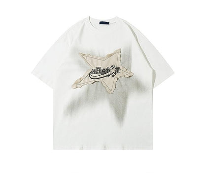 Ponitrack Y2K 90s Vintage Oversize Shirts Graphic Tees Mens Womens Y2k Tops Casual Unisex Streetwear (WhiteXLX-Large)