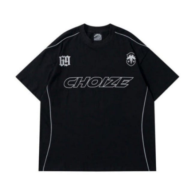 Y2K Oversized Reflective Strip T-Shirt for Men