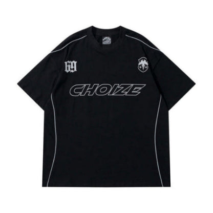 Y2K Oversized Reflective Strip T-Shirt for Men