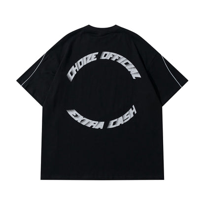 Y2K Oversized Reflective Strip T-Shirt for Men